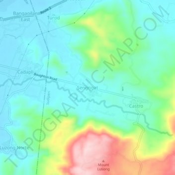 Topografische Karte Sengngat, Höhe, Relief