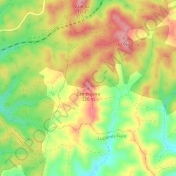 Topografische Karte Zambujeira, Höhe, Relief