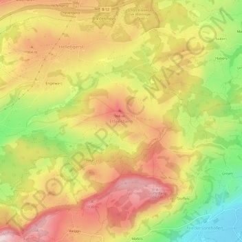 Topografische Karte Ettensberg, Höhe, Relief