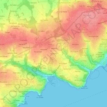 Topografische Karte Le Stang, Höhe, Relief