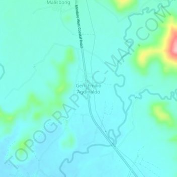 Topografische Karte Gen. Emilio Aguinaldo, Höhe, Relief