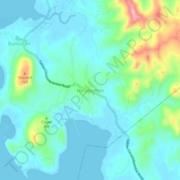 Topografische Karte Hinaguman, Höhe, Relief