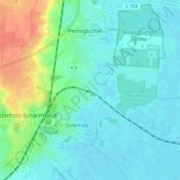 Topografische Karte Ahrensfelde, Höhe, Relief