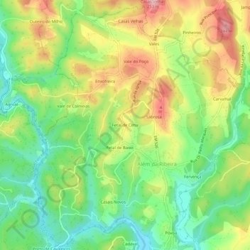 Topografische Karte Fetal de Cima, Höhe, Relief