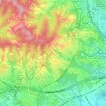 Topografische Karte Bellaterra, Höhe, Relief