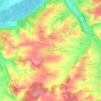 Topografische Karte Mittergolding, Höhe, Relief