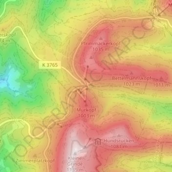 Topografische Karte Unterstmatt, Höhe, Relief