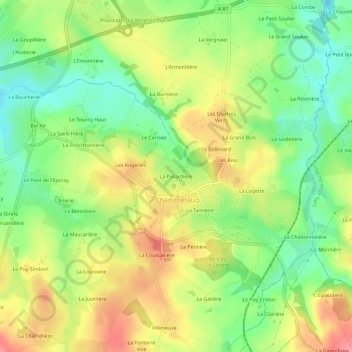 Topografische Karte La Pallardière, Höhe, Relief