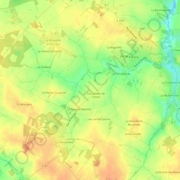 Topografische Karte La Vergne, Höhe, Relief