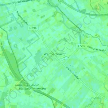Topografische Karte Wertherbruch, Höhe, Relief