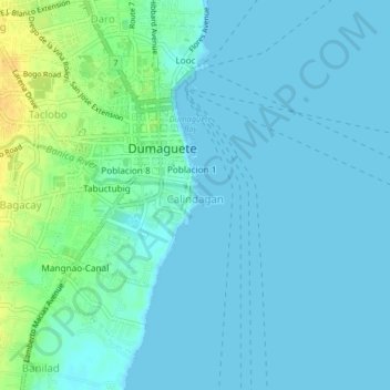 Topografische Karte Calindagan, Höhe, Relief