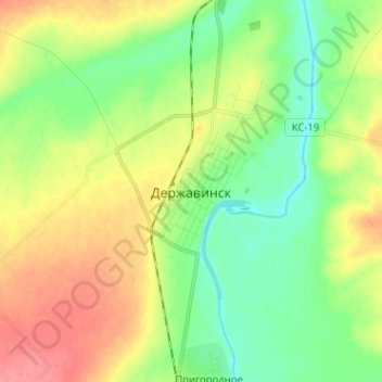 Topografische Karte Derschawinsk, Höhe, Relief