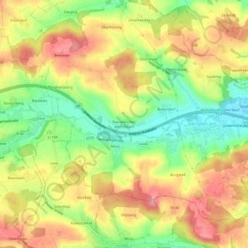 Topografische Karte Steinerkirchen am Innbach, Höhe, Relief