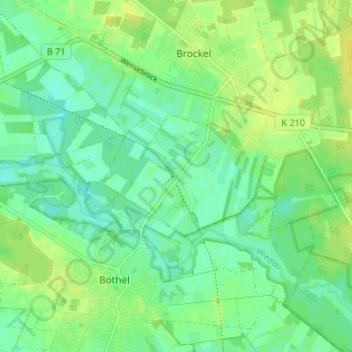Topografische Karte Brockel Bahnhof, Höhe, Relief