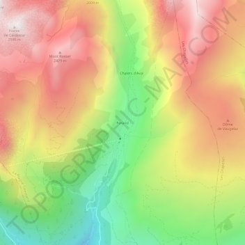 Topografische Karte Forand, Höhe, Relief