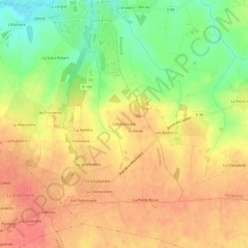 Topografische Karte L'Alphonsière, Höhe, Relief