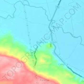 Topografische Karte Esperanza, Höhe, Relief