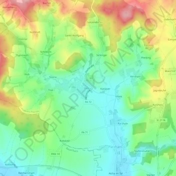 Topografische Karte Weng, Höhe, Relief