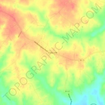 Topografische Karte Sunny Side, Höhe, Relief