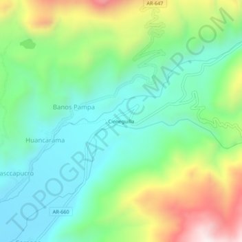 Topografische Karte Cieneguilla, Höhe, Relief