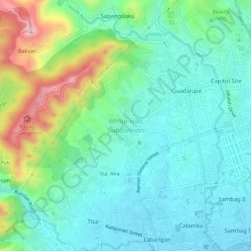 Topografische Karte White Hills Subdivision, Höhe, Relief