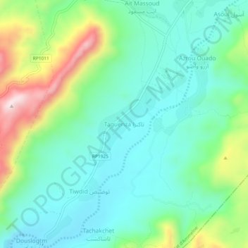 Topografische Karte Taguenza, Höhe, Relief