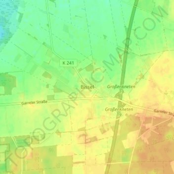 Topografische Karte Bissel, Höhe, Relief