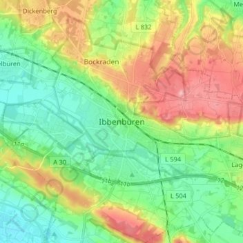 Topografische Karte Ibbenbüren, Höhe, Relief