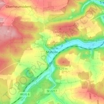 Topografische Karte Möhren, Höhe, Relief