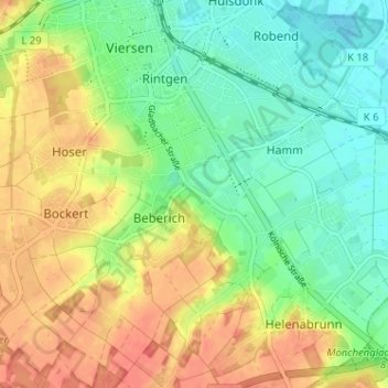 Topografische Karte Unter-Beberich, Höhe, Relief