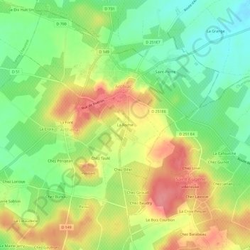 Topografische Karte La Roche, Höhe, Relief