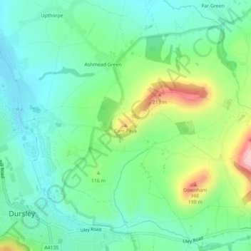 Topografische Karte Cam Peak, Höhe, Relief