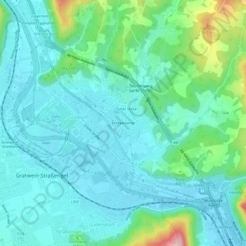 Topografische Karte Kirchenviertel, Höhe, Relief