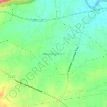 Topografische Karte Jadayampalayam, Höhe, Relief