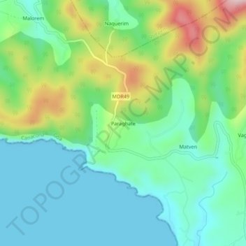 Topografische Karte Paraghate, Höhe, Relief