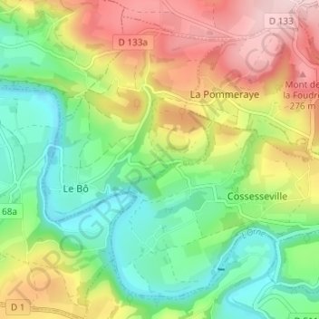 Topografische Karte Mainboeuf, Höhe, Relief