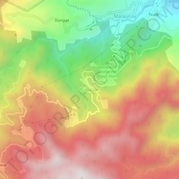 Topografische Karte Puhagan, Höhe, Relief