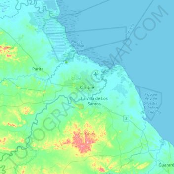 Topografische Karte Chitré, Höhe, Relief