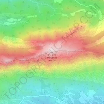 Topografische Karte Pic des Mouches, Höhe, Relief