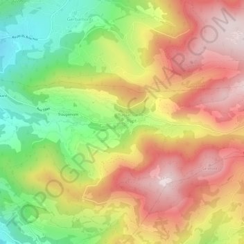 Topografische Karte Planois, Höhe, Relief