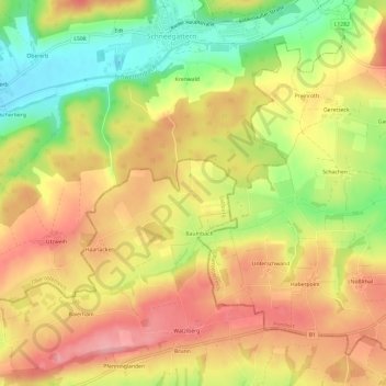 Topografische Karte Haselreith, Höhe, Relief