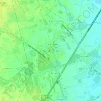 Topografische Karte Dutung A Matas, Höhe, Relief