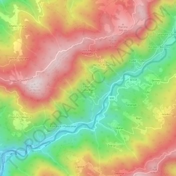 Topografische Karte Codromaz, Höhe, Relief
