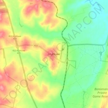 Topografische Karte Hluhluwe, Höhe, Relief