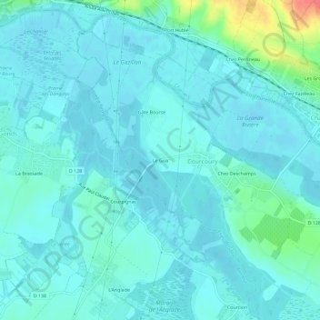 Topografische Karte Le Gua, Höhe, Relief