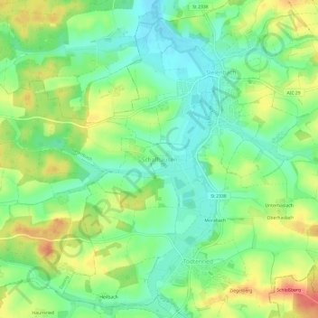 Topografische Karte Schafhausen, Höhe, Relief