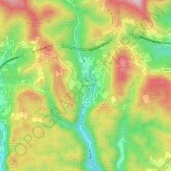 Topografische Karte Boragni, Höhe, Relief