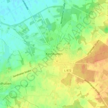 Topografische Karte Kirchhatten, Höhe, Relief