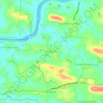 Topografische Karte Vellinezhi, Höhe, Relief