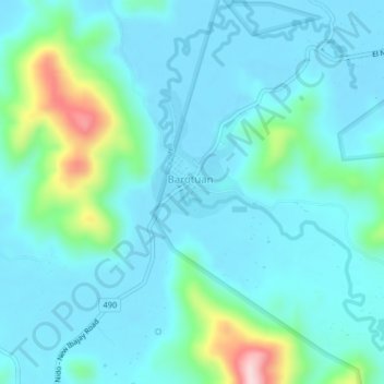 Topografische Karte Barutuan, Höhe, Relief